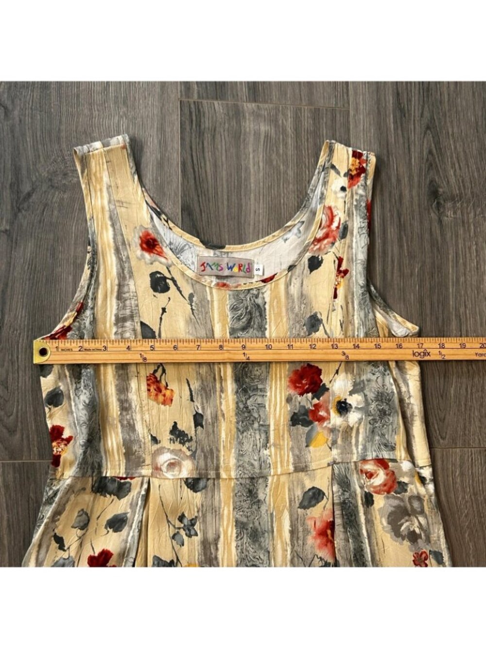 Jams World Dress Womens S Antique Trellis Floral Stripe Rayon Maxi Pockets USA - Picture 11 of 15
